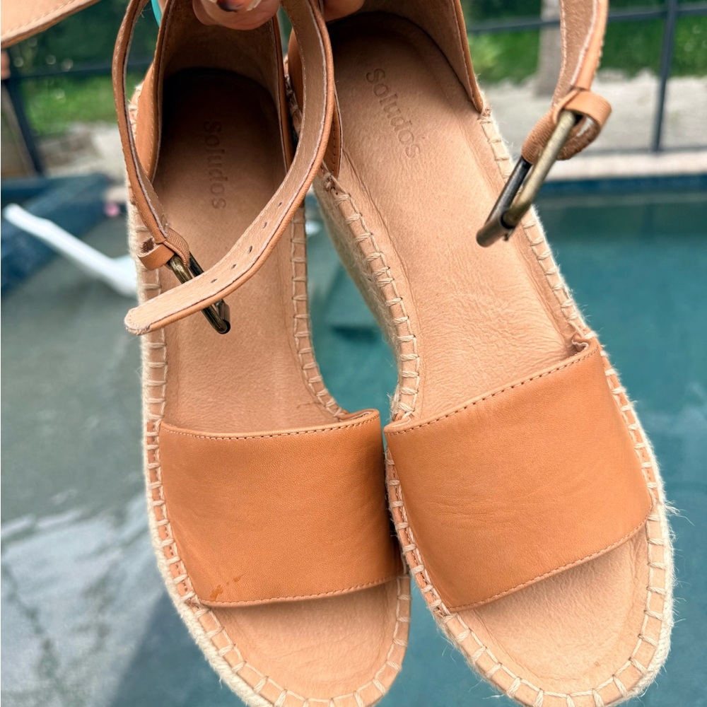 Soludos minorkas Tan Leather Espadrille Platform Sandals nwt 8 - Picture 8 of 9